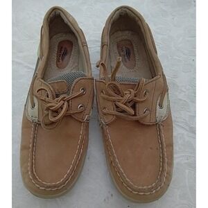 Maui Island Marlin Tan‎ Leather Boat Shoes Mens 7M Nautical Loafers 747032